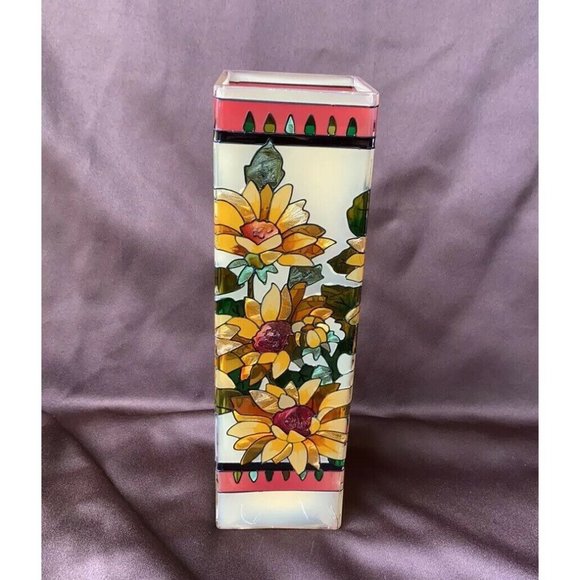 JOAN BAKER Accents Joan Baker Hand Painted Stained Glass Vase